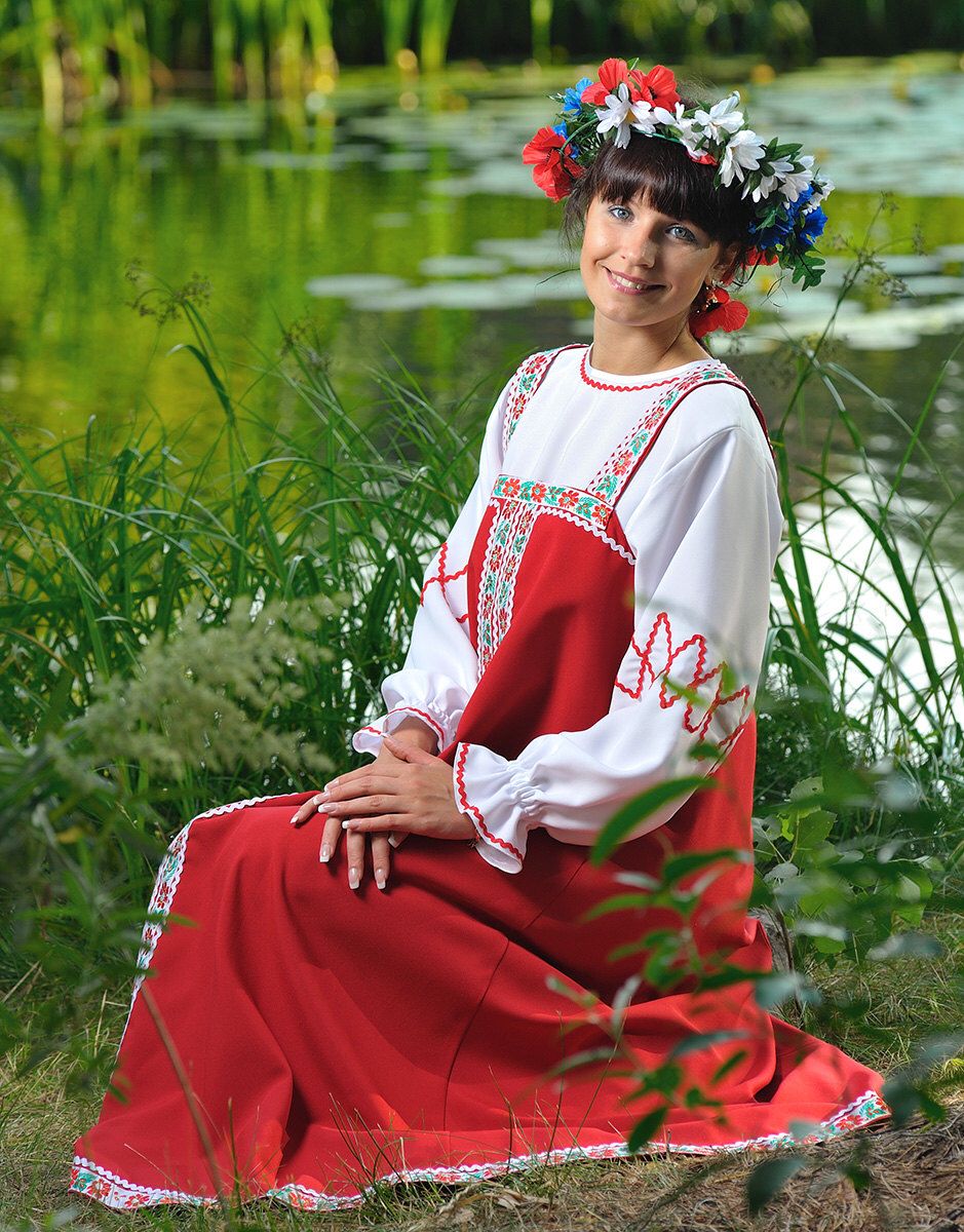 Beautiful girl Girls in Slavic costumes in Belmopan